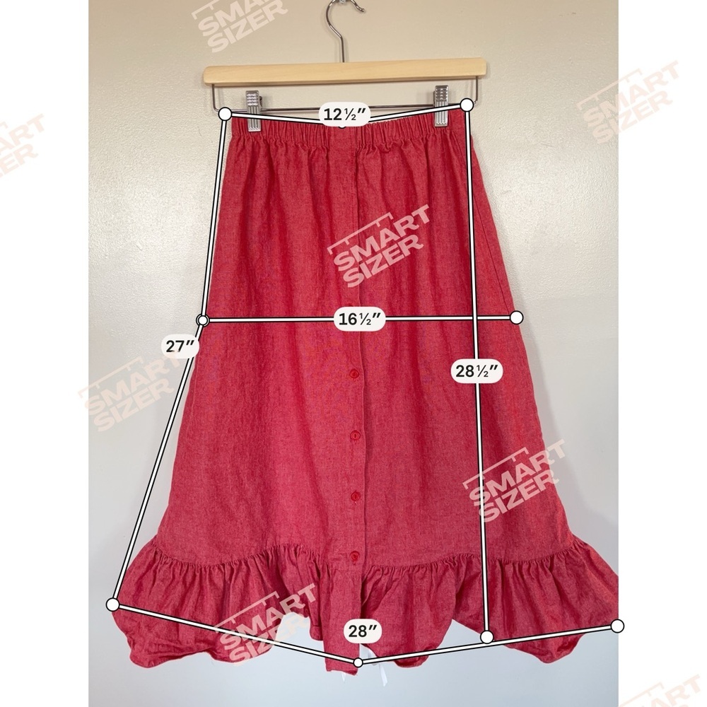 Elegant Red Ruffle Hem Skirt - Picture 3 of 5